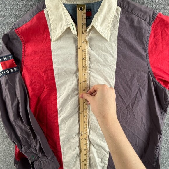 VTG Tommy Hilfiger Women Colorblock Button Up Shirt Size 14 Colorful Y2K 90s - Picture 4 of 16